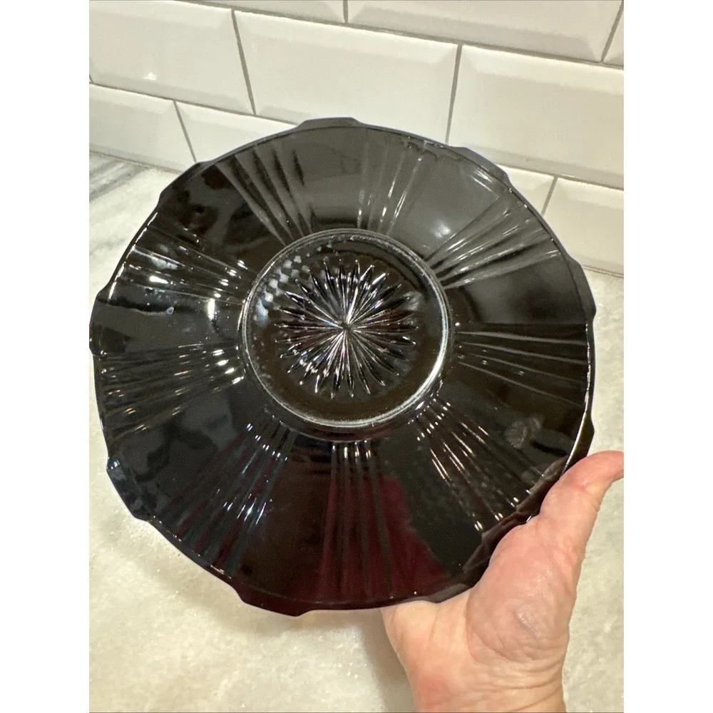 Art Deco 1930's Black Amethyst Serving Bowl And Platter Imperial GlassCo OLA0022